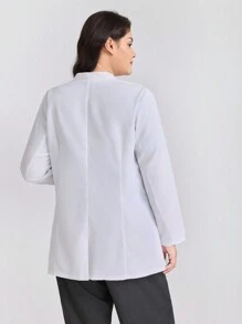 TaskEZ 大码纯色长袖实验室外套/罩衫 - 白色 - 查看 2