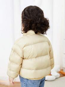 SHEIN Babygirl Cute Versatile Warm Solid Color Fleece Jacket, Autumn/Winter - Apricot - View 2