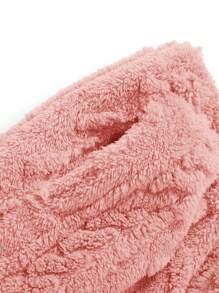 SHEIN Tween Girl 2pcs/Set Warm Double-Sided Textured Fleece Loose Fit Casual Pullover Hoodie And Sweatpants Set - Baby Pink - View 12