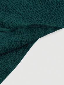 SHEIN MOD Women Plus Size Green V-Neck Knot Front Puff Sleeve Casual Mini Dress, Holiday, Beach, Western, For Summer,Birthday Dresses For Women - Dark Green - View 3