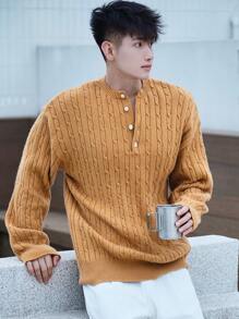 DAZY Men's Ribbed Half-Zip Pullover Sweater For Spring Camping And Outdoors Winter - Yellow - View 7