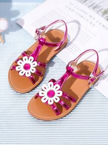Sandalias planas casuales y lindas con decoración de flores, transpirables para niños - Multicolor - Ver 1
