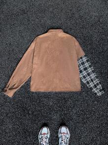 Manfinity VCAY Men's Loose Fit Patchwork Long Sleeve Woven Shirt - Multicolor - View 2