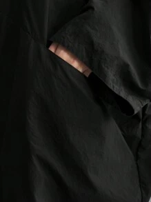 Ontre Stockholm Style, Teacher Outfits For Women,Fall Women Clothes,Women's Hooded Thin Lightweight Windbreaker Jacket, Oversized O-Shaped Design With Pockets, Casual Black Outdoor Ladies Coat, New Spring Collection 2025, Hooded Zip-Up Drawstring Hem