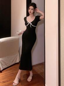 DAZY Spring/Summer New Design Color Block Splicing Dress For Women, Suitable For Night Out Prom Dress Sundress,Casual Women Dresses