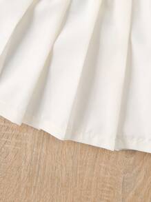 SHEIN Young Girls' Casual Everyday Jacket + Skirt Set - White - View 7