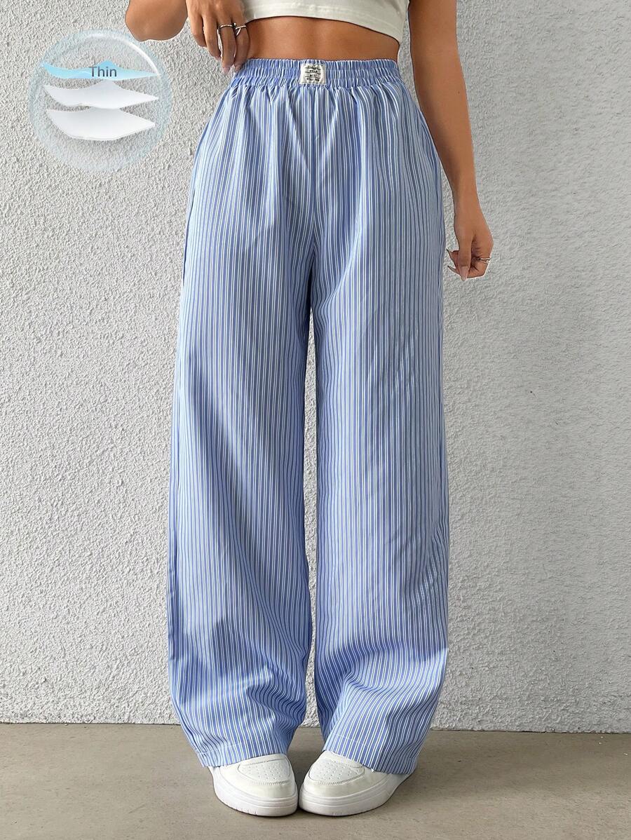 Hanevo Women's Fashionable Striped Loose Straight Wide Leg Pants Fall Cloth For Women