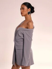 MUSERA Asymmetrisches Blazer-Minikleid, elegant lässig für Frühling, alte Gelder, Sommerbrunchen