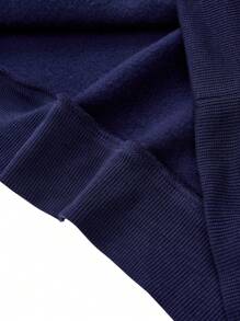 SHEIN EZwear Casual College Style Deep Navy California Graphic Loose Off Shoulder Thick Hoodie Sweatshirt Back To School Fall And Winter Clothing Autumn And Winter - Navy Blue - View 3