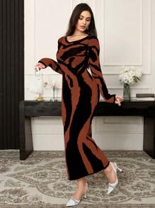 Modelyn Women Knit Sweater Dress, Casual & Simple For Daily Wear, Fashion