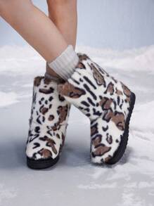 Cuccoo CUCCOO GRLICON Women's Leopard Print Thermal Lined Warm Snow Boots For Winter For Christmas And New Year Holiday Vibe Fall And Winter