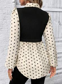 SHEIN LUNE Polka Dot Print Lantern Sleeve Women's Blouse - Multicolor - View 2