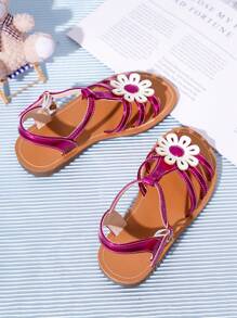 Sandalias planas casuales y lindas con decoración de flores, transpirables para niños - Multicolor - Ver 6