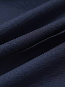 DAZY 女士纯色直筒褶裥长裤，夏季休闲办公裤，女士正装裤商务休闲装 - 藏蓝色 - 查看 6