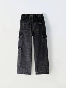 Girl & Teen Girl Black Baggy Washed Wide Leg Fashion Jeans Pants