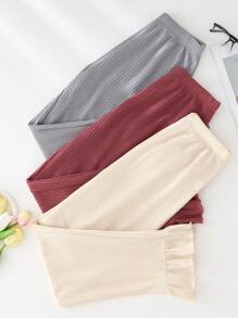 3 条装女士荷叶边华夫格纹理家居裤 - 彩色 - 查看 1