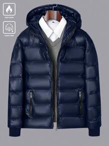 Manfinity Homme 男式纯色前拉链长袖口袋休闲连帽运动衫