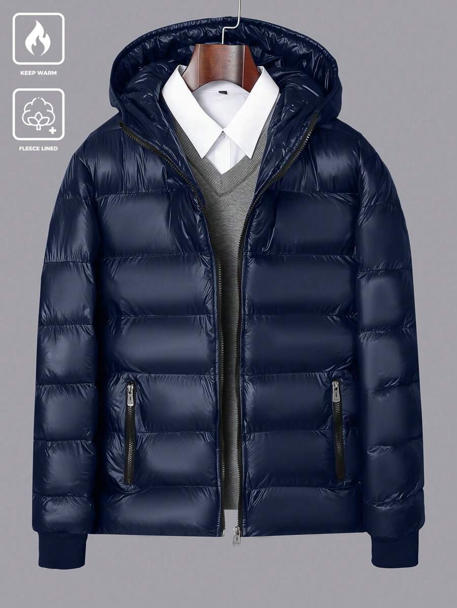 Manfinity Homme 男式纯色前拉链长袖口袋休闲连帽运动衫