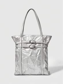 ROMWE Grunge Punk Jednolita kolorowa modna damska torba na ramię, odpowiednia do codziennych dojazdów do pracy i podróży