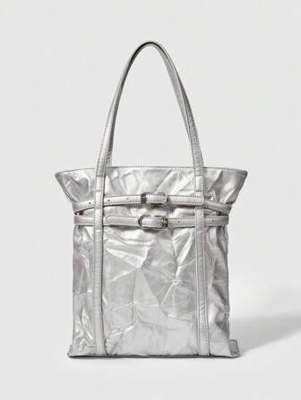 Grunge Punk Bolso de hombro de mujer de unicolor, adecuado para el transporte diario y los viajes