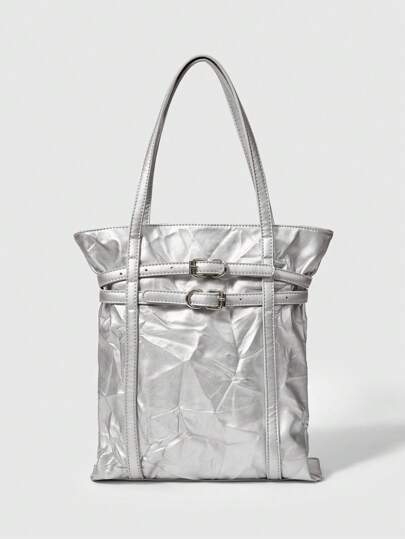 Grunge Punk Solid Color Fashion Women Shoulder Bag, Suitable For Daily Commute And Travel