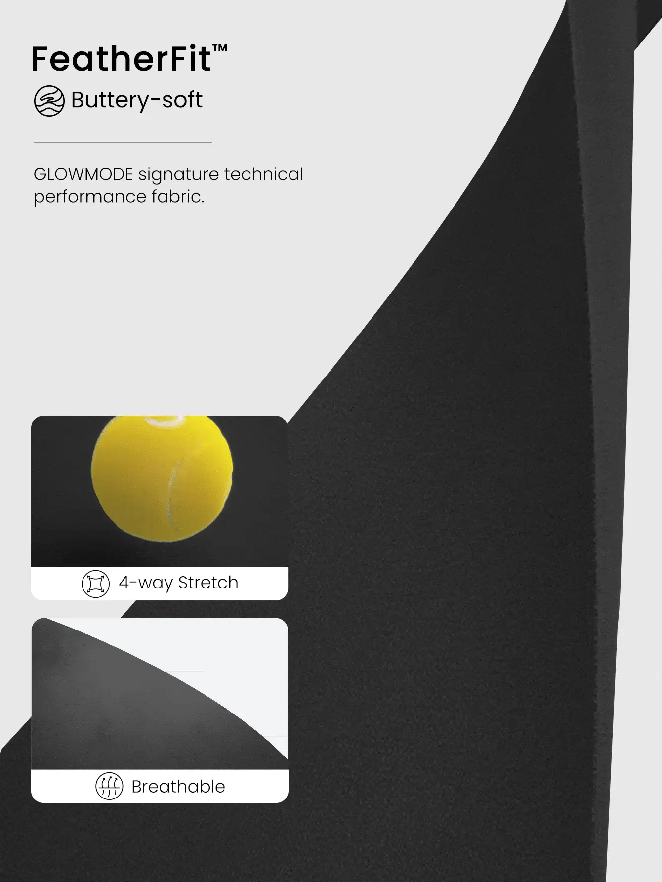 GLOWMODE Áo ngực thể thao có thể điều chỉnh hai lớp FeatherFit™ Hỗ trợ ánh sáng phòng tập Yoga tác động thấp - màu đen - Xem 5