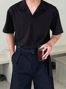 DAZY Men's Solid Color Business Casual Polo Shirt Business Attire - Black - View 6