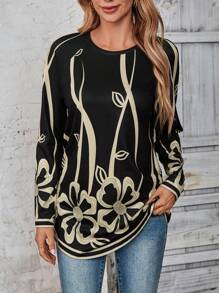EMERY ROSE Vintage Clothes Women Women Long Sleeve Tops Graphic Tees Women Round Neck Casual Everyday T-Shirt