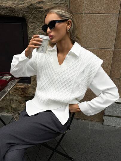 Aloruh 女士纯色 V 领无袖简约休闲衬衫