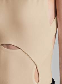 Ontre Women's Simple White Backless Bodysuit Basic Top