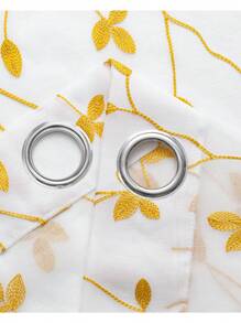 Vine And Leaf Embroidery Sheer Curtains, Multifunctional, Simple And Practical Home Decor Curtains For Living Room, Bedroom,Fall Decor,Autumn Decor,Room Decor - Yellow - View 8