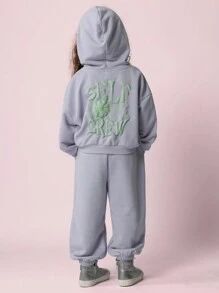 SUMWON Set da 2 pezzi per ragazze giovani con felpa con cappuccio e pantaloni jogger anni '90 con stampa grafica di fiori d'amore, adatto per uso quotidiano e gioco