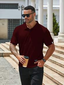 Manfinity Homme 大码男式短袖纯色休闲通勤 Polo 衫