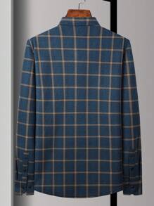 Core Aspect Men's Plaid Long Sleeve Single-Breasted Casual Pocket Commuter Shirt With Thermal Lined, Autumn/Winter