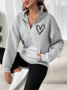 INAWLY Women's Fashion High Collar Half-Zip Front Casual Hoodie Sweatshirt