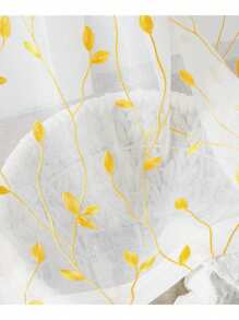 Vine And Leaf Embroidery Sheer Curtains, Multifunctional, Simple And Practical Home Decor Curtains For Living Room, Bedroom,Fall Decor,Autumn Decor,Room Decor - Yellow - View 5