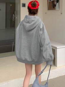 DAZY 女式纯色蝴蝶结连帽羊毛运动衫秋冬拉链夹克