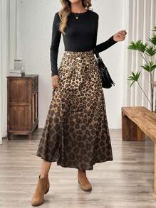 EMERY ROSE Vintage Cheetah Print Vacation Outfits Woman Women Leopard Print Casual Everyday Skirt, Minimalist & Fashionable - Multicolor - View 3
