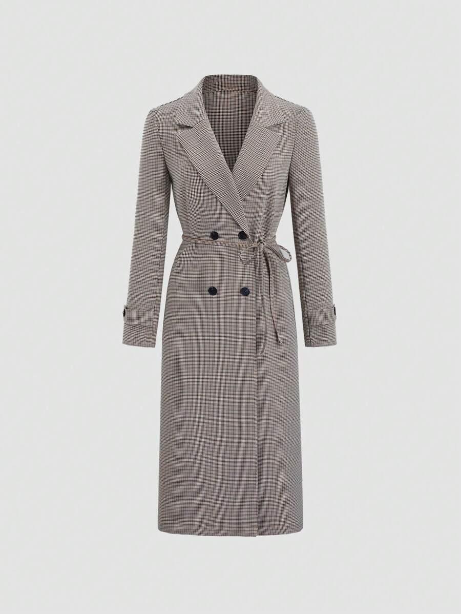 Sweetra 初秋新品奢华布洛克双排扣千鸟格优雅休闲高街艺术女士常规夹克 - 彩色 - 查看 1