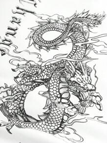 SHEIN Teen Girls Casual Chinese Dragon Print, Contrast Color, Round Neck Raglan Sleeve Short Sleeve Fitted T-Shirt, Suitable For Summer, Spring, Autumn, Winter - Contrast Color Patchwork, Knitted Raglan Sleeve, Ribbed Cuffs & Waist, Cropped Length