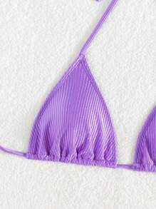 Swim Chiccia Bộ đồ bơi bikini buộc dây màu trơn cho nữ mùa hè - Màu tím - Xem 4