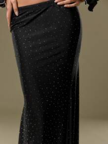 SHEIN Unity Women Casual Bodycon Skirt, Everyday Wear - Black - View 5