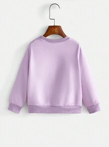 2 pièces/lot Ensemble décontracté de sweat-shirt à capuche manches longues avec slogan et imprimé de dessin animé, et pantalon de jogging, tenue automne/hiver pour jeune fille - Prune - Voir 9