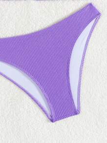 Swim Chiccia Bộ đồ bơi bikini buộc dây màu trơn cho nữ mùa hè - Màu tím - Xem 5