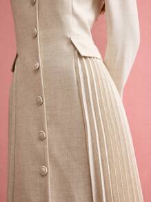 MOTF PREMIUM VESTIDO CON BOTONES Y PLIEGUES EN CONTRASTE