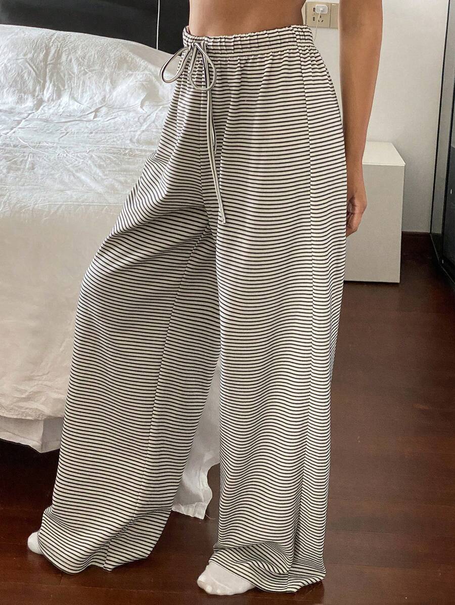 Livesso 休闲条纹抽绳宽松居家舒适长裤，睡衣，秋冬款 - 藍色 - 查看 1