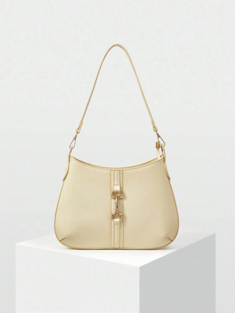 WOMEN'S MINIMALIST FASHION METAL DETAIL SHOULDER BAG, FOR COMMUTING