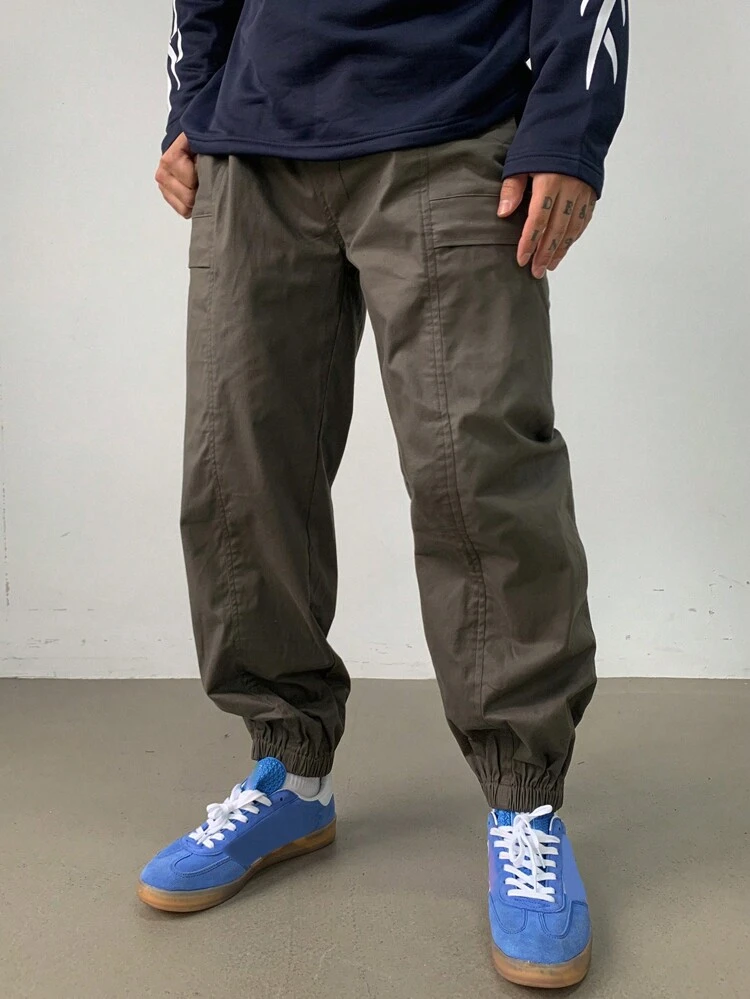 Men's Elastic Waist Drawstring Ankle Cuff Sports Pants