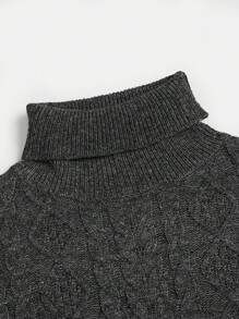 SHEIN Unity Women Street Casual Solid Color Half Turtleneck Grey Loose Fit Warm Long Sleeve Sweater, Autumn/Winter Knit Pullover Fall - Grey - View 4