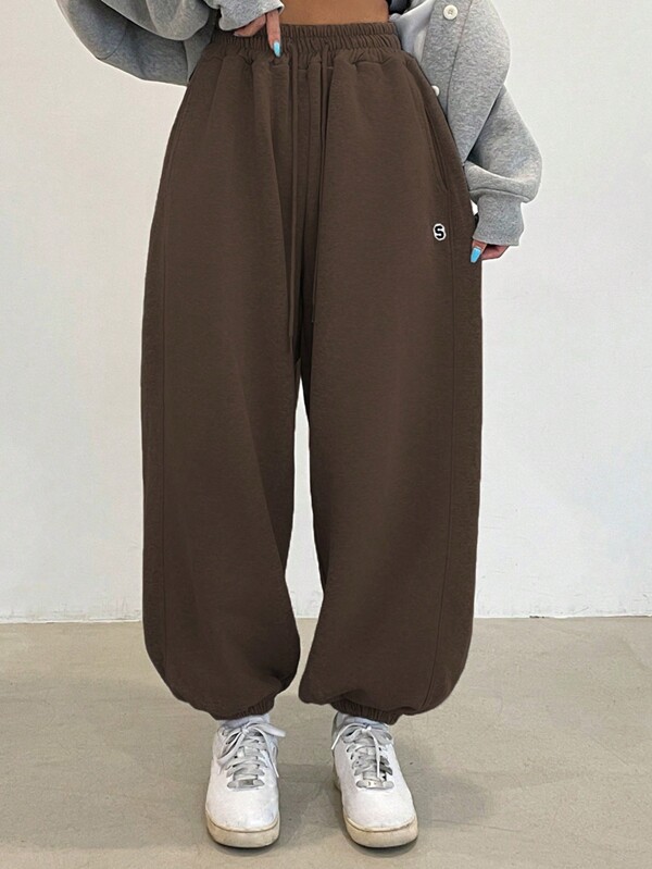 DAZY Women's Solid Color Drawstring Waist Casual Thermal Lined Relaxed Fit Sweatpants,Women Joggers